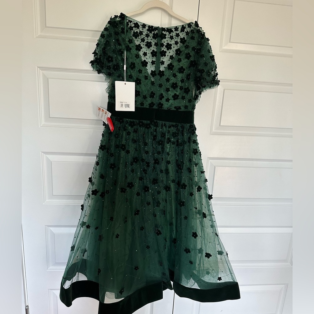 Mac Duggal Floral Embellished Butterfly Sleeve Velvet Hem Midi Dress- NWT‎ - Picture 4 of 9